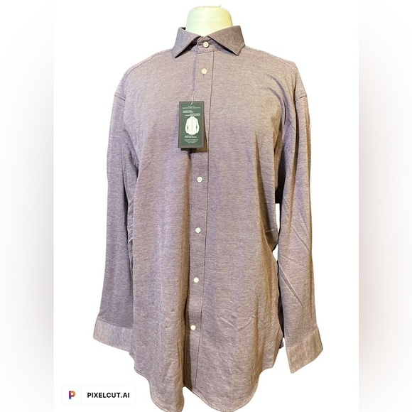 NWT Black Brown 1826 Burgundy Men’s Button-Down Shirt size 32/33 - Picture 2 of 9